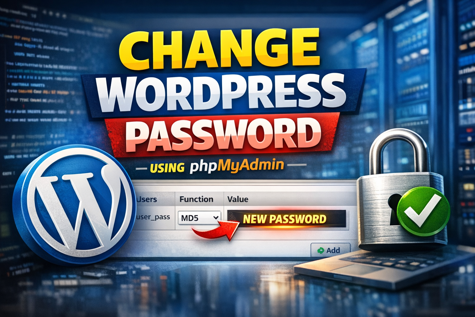 change wordpress password using phpMyAdmin